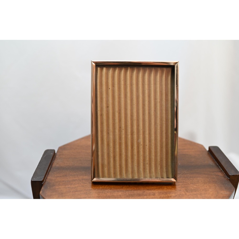 Vintage Brass Picture Frame Frosted Glass 5x7 Gold Metal Tabletop Photo Frame